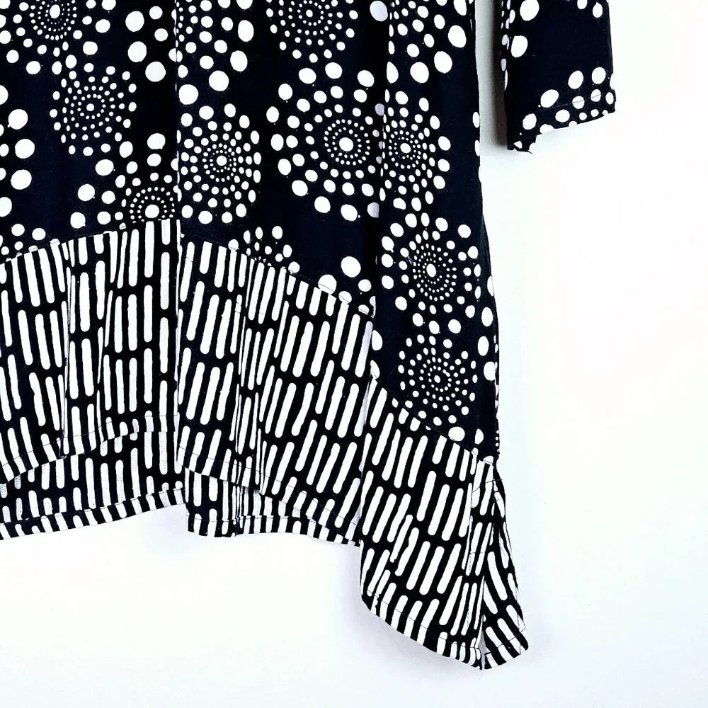 Soft Surroundings Batik Polka Dot Asymmetrical Pockets Tunic Top, Sz L - Picture 4 of 8